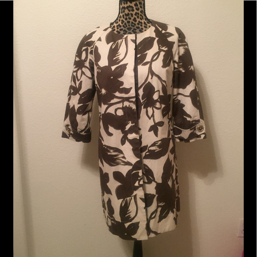 New York & Co Cream & Brown floral dress jacket